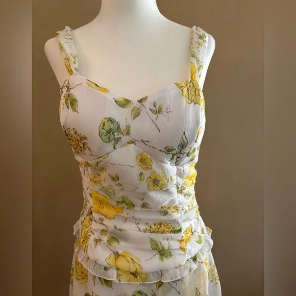 Y2K Ruby Rox romantic cottage fairy Floral Yellow Dress size 9 - Picture 2 of 13